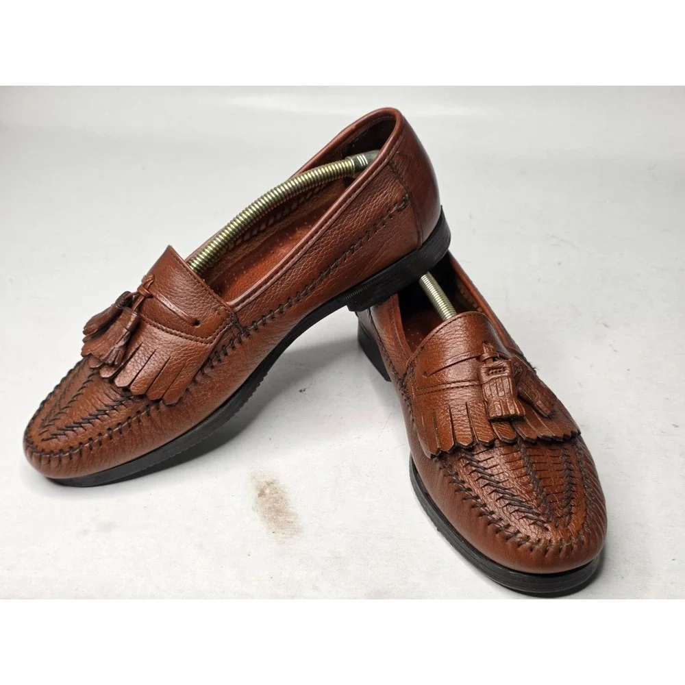 Dexter Shoes Men's Loafers Size‎ 9.5 M Brown Leather Tassel Kiltie Shoes USA VTG